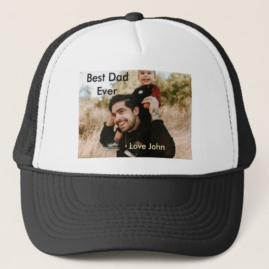 Best dad ever father's dad gift photo name simple truckerkappe (Vorderseite)