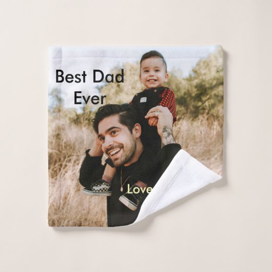 Best dad ever father's dad gift photo name simple waschlappen (Waschlappen)