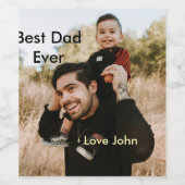 Best dad ever father's dad gift photo name simple weinetikett (Einzelnes Label)