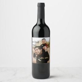Best dad ever father's dad gift photo name simple  weinetikett