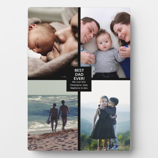 Best Dad Ever Fathers Day 5x7 4 Foto Collage Fotoplatte (Vorderseite)