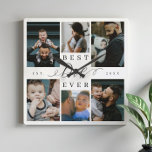 Best Dad Ever | Father's Day 6 Photo Collage Quadratische Wanduhr<br><div class="desc">Celebrate the timeless love and cherished memories of your family with our Best Dad Ever Photo Collage Wall Clock. This personalized wall clock is an ideal gift for Father's Day, birthdays, or any occasion that honors the special father in your life. Featuring a simple yet elegant photo collage grid, this...</div>