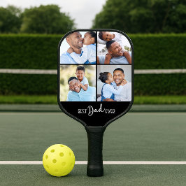 Best Dad Ever Four Photo Collage Pickleball Schläger