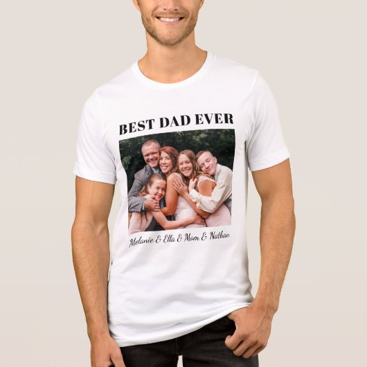 Best Dad Ever Fully Customizable Family Hug Photo Tri-Blend Shirt (Vorderseite)