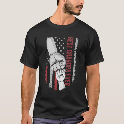 Best Dad Ever Grandpa American Flag For Dad T-Shirt (Vorderseite)