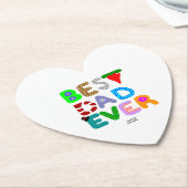 Best Dad Ever Heart Paper Coaster Untersetzer (angewinkelt)