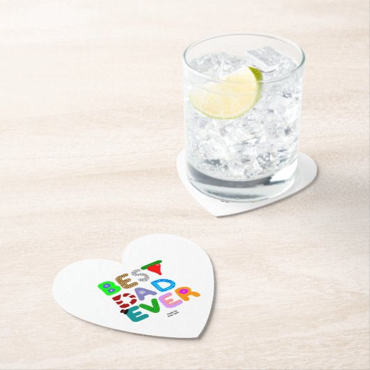 Best Dad Ever Heart Paper Coaster Untersetzer (Vor Ort)