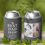 Best Dad Ever Leather Print Photo Collage Dosenkühler<br><div class="desc">Best Dad Ever Leather Print Photo Collage Can Cooler. A perfect gift for a dad or a new dad on Father`s Day. The best dad ever two photo template can cooler. Personalize it with two photos and names. The background is grey leather print texture.</div>