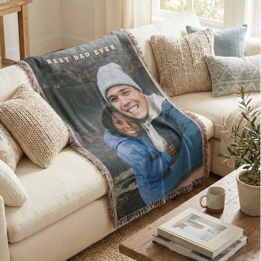 Best Dad Ever Personalized Family Photo Keepsake Decke