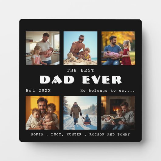 Best Dad Ever Photo Collage Black Plaque Fotoplatte (Vorderseite)