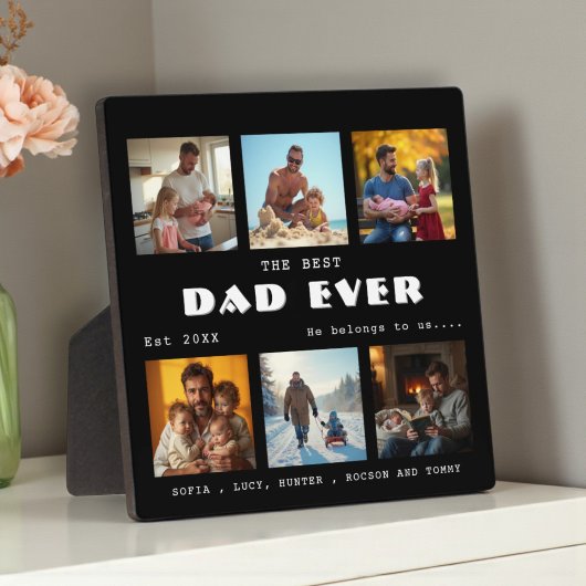 Best Dad Ever Photo Collage Black Plaque Fotoplatte