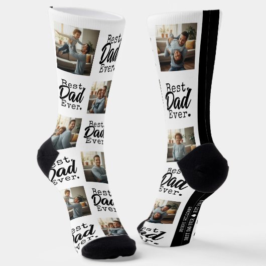 Best Dad Ever Photo Collage Father's Day Socken (Gewinkelt)