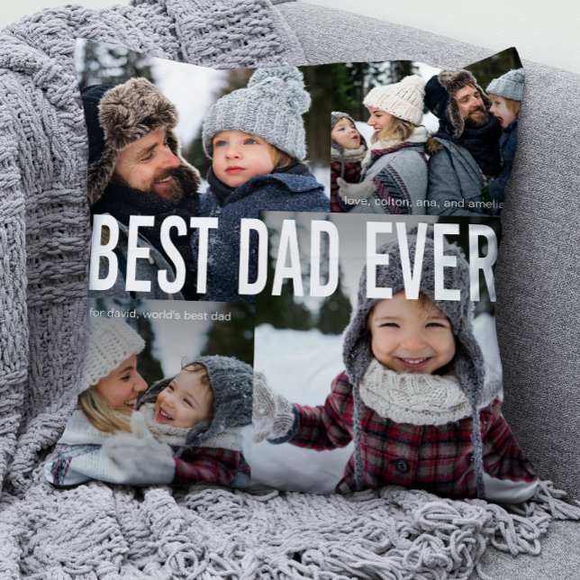 Best Dad Ever Photo Collage Kissen (Von Creator hochgeladen)