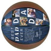 Best Dad Ever Photo Collage Woodgrain Personalize Basketball (Vorderseite)
