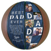 Best Dad Ever Photo Collage Woodgrain Personalize Basketball (Vertikal)
