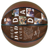 Best Dad Ever Photo Collage Woodgrain Personalize  Basketball (Vorderseite)