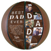 Best Dad Ever Photo Collage Woodgrain Personalize  Basketball (Vertikal)