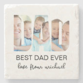 Best Dad Ever Photo Letter Steinuntersetzer (Vorderseite)