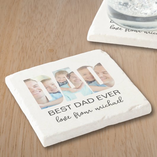 Best Dad Ever Photo Letter Steinuntersetzer