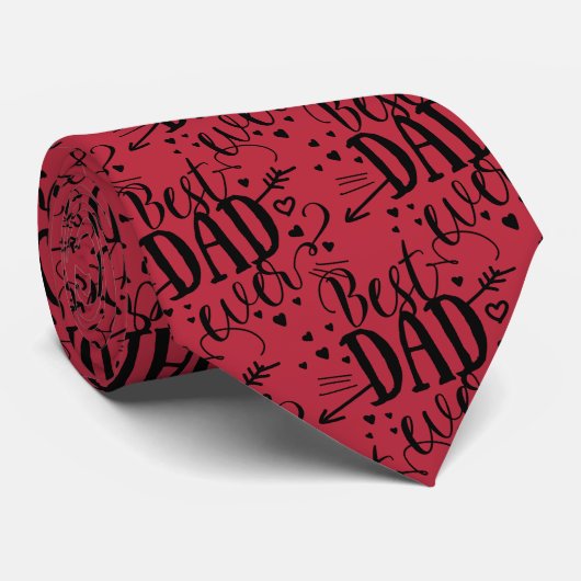 Best Dad Ever Red Black Handwritten Father's Day Krawatte (Gerollt)