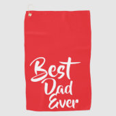 'Best Dad Ever' Red White Typography Heartfelt Golfhandtuch (Vorderseite)