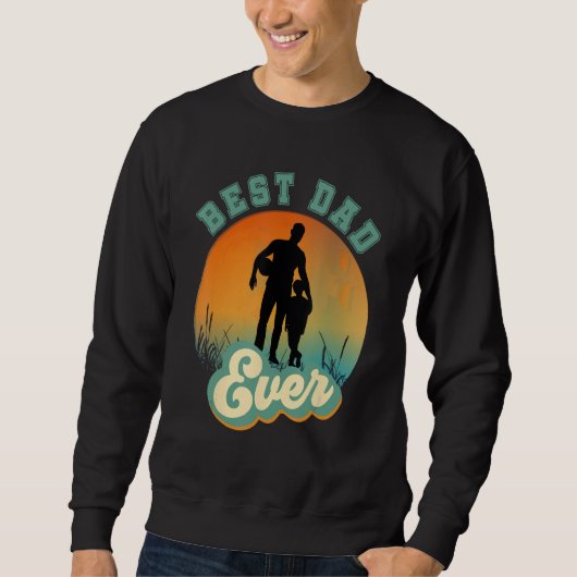 Best Dad Ever Retro Sunset Football Daddy & Son Sweatshirt (Vorderseite)
