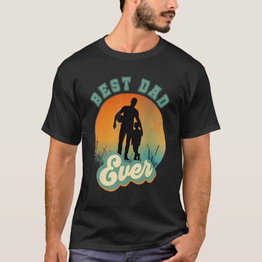 Best Dad Ever Retro Sunset Football Daddy & Son T-Shirt (Vorderseite)