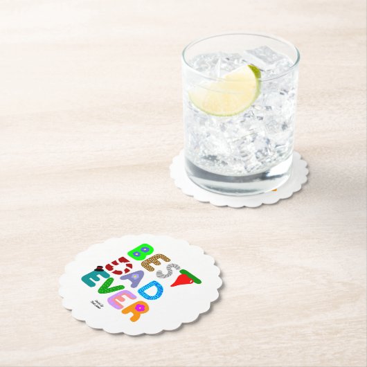 Best Dad Ever Scalloped Round Paper Coaster Untersetzer (Vor Ort)