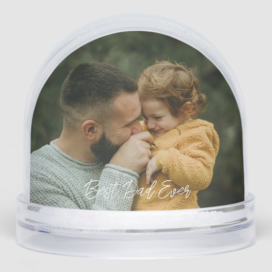 Best Dad Ever Script Father's Day 2 Photo Schneekugeln (Vorderseite)