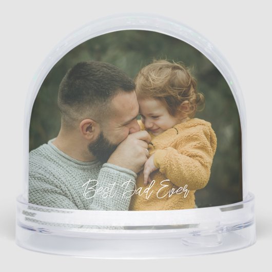 Best Dad Ever Script Father's Day 2 Photo Schneekugeln (Rückseite)