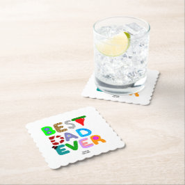 Best Dad Ever Square Scalloped Paper Coaster Untersetzer