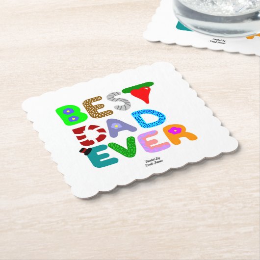Best Dad Ever Square Scalloped Paper Coaster Untersetzer (angewinkelt)