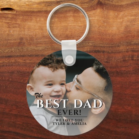 Best Dad Ever Typography Father`s Day Photo Schlüsselanhänger (Rückseite)