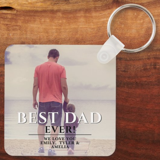 Best Dad Ever Typography Father`s Full Day Photo Schlüsselanhänger (Rückseite)