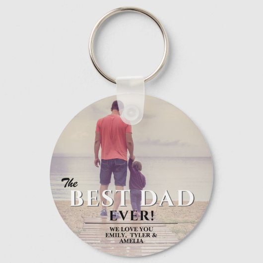 Best Dad Ever Typography Father's Day Foto Schlüsselanhänger (Rückseite)
