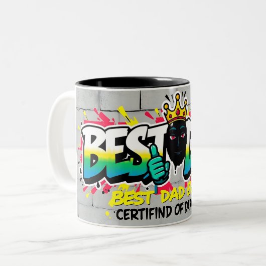 Best Dad Ever – Urban Graffiti Edition Zweifarbige Tasse (Vorderseite Links)