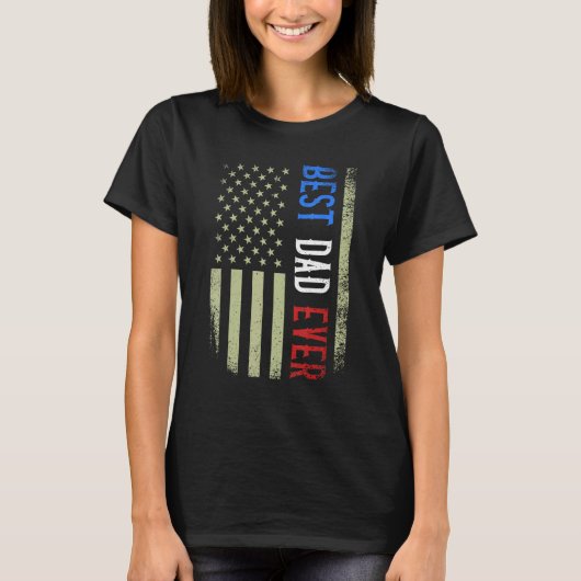 Best Dad Ever US American Flag Father s Day Papa D T-Shirt (Vorderseite)