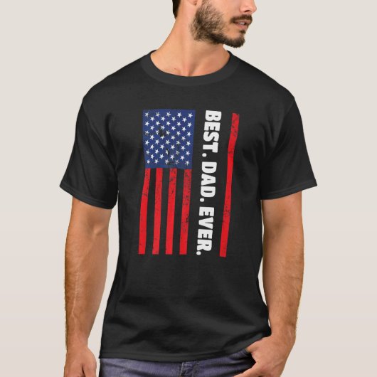 Best Dad Ever USA Vertical Flag T-Shirt (Vorderseite)