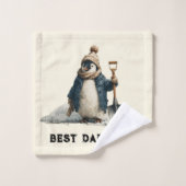 Best Dad Ever Winter Penguin Design Badhandtuch Set (Waschlappen)