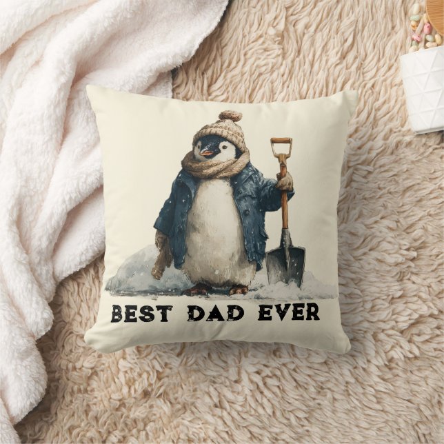 Best Dad Ever Winter Penguin Design Kissen (Decke)