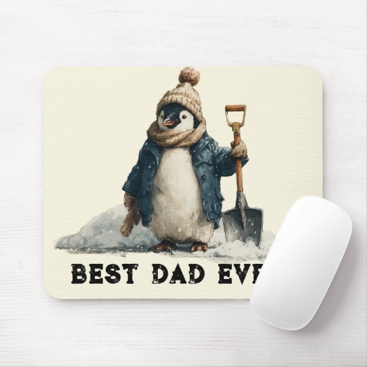 Best Dad Ever Winter Penguin Design Mousepad (Mit Mouse)