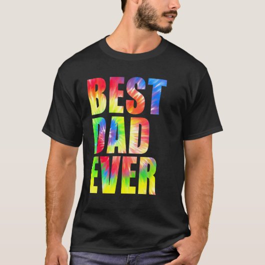 Best Dad Ever With US Flag Tie Dye Fathers Day 2 T-Shirt (Vorderseite)