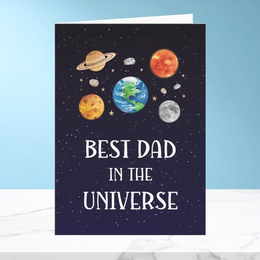 Best Dad in The Universe Quote Fathers Day Folded Karte