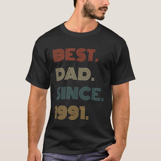 Best Dad Since 1991 Clothes  for Him Men Retro Vin T-Shirt (Vorderseite)