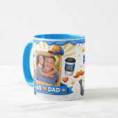 Best Dad Star Custom Text & Photo Collage Tasse (Vorderseite Links)