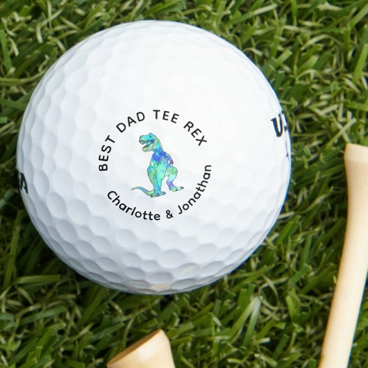 Best Dad Tee Rex personalized kids names Golfball