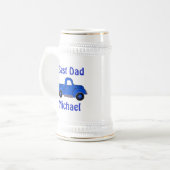 Best Dad Vintage Handpainted Blue Truck White Bierglas (Vorderseite Links)
