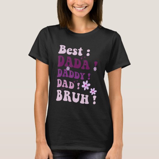Best Dada Daddy Vater Bruh Fathers Day Lila Groovy T-Shirt (Vorderseite)