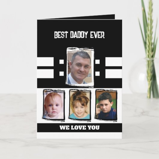 Best Daddy 4 Fotos Liebe Sie weiß schwarz Karte (Vorderseite)