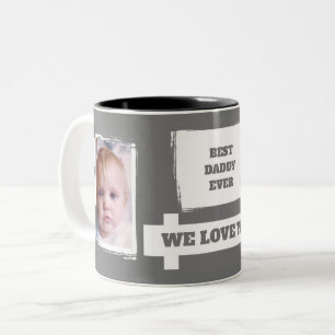 Best Daddy Ever 2 Fotos Liebe Sie weiß grau Zweifarbige Tasse